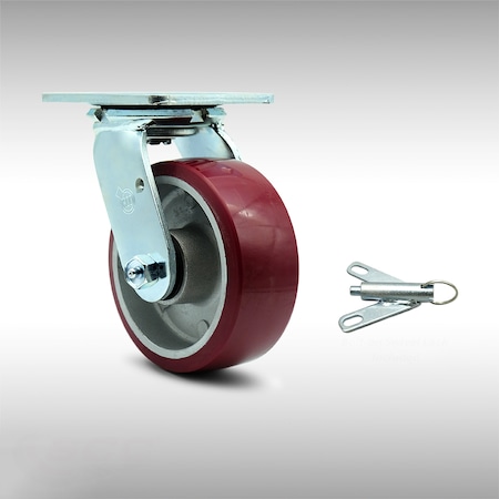 Service Caster 5 Inch SS Poly on Aluminum Swivel Caster with Roller Bearing and Swivel Lock SCC SCC-SS30S520-PAR-BSL